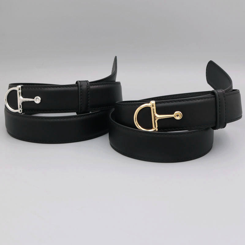 2.5厘米宽方形搭扣真皮皮带光面软面休闲黑色青年女皮带休闲腰带