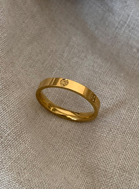 鱼丁秘密 不掉色金色米字设计感戒指时尚休闲气质百搭情侣戒指135