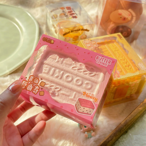 新品黄油厚曲奇饼干慢回弹解压玩具仿真食玩捏捏乐pu玩具squishy