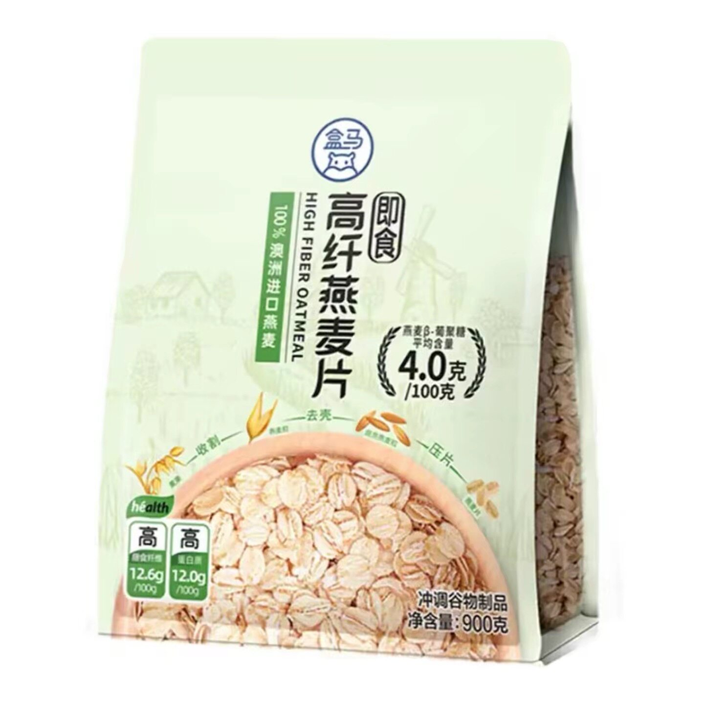 盒马即食高纤燕麦片900g即食冲泡早餐点心燕麦片