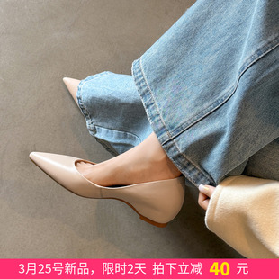 配裙子通勤高跟单鞋 lazy 羊皮白色尖头内增高工作鞋 女 26新品