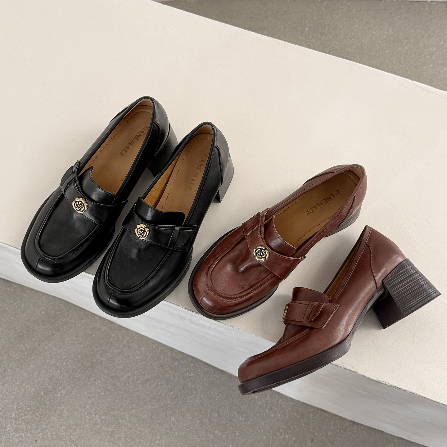 college。老钱风· 水洗牛皮中跟粗跟乐福小皮鞋26黑色高跟单鞋女,女鞋,乐福鞋（豆豆鞋）,淘宝优惠券,粉丝福利购,淘宝优惠卷