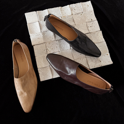 college。老钱风·牛皮平底鞋女