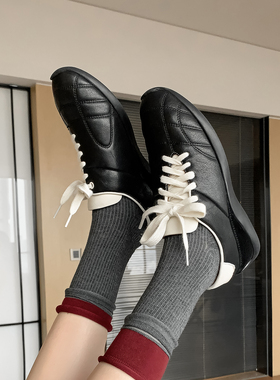 vibes。运动Bra · 羊皮黑色软底德训鞋26春新款真皮运动休闲鞋女