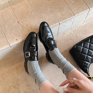 古着风· 通勤小皮鞋 Vintage 黑色英伦风乐福鞋 女 25新款 平底单鞋