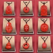 红砂本命年朱砂吊坠女项链男挂件平安扣饰品观音挂坠佛公情侣礼物