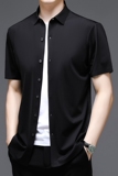 C8821钱塘2020-2夏季男士短袖锦氨衬衣纯色免烫中年半袖休闲，男装衬衫，钱塘207-2
