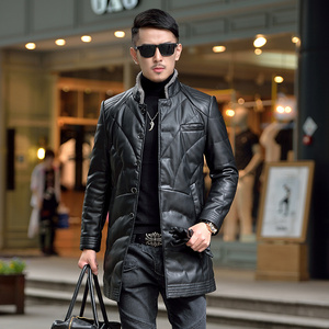 爆1824钱塘2020-2冬季男士长款皮衣商务立领羽绒服P360控价468图片