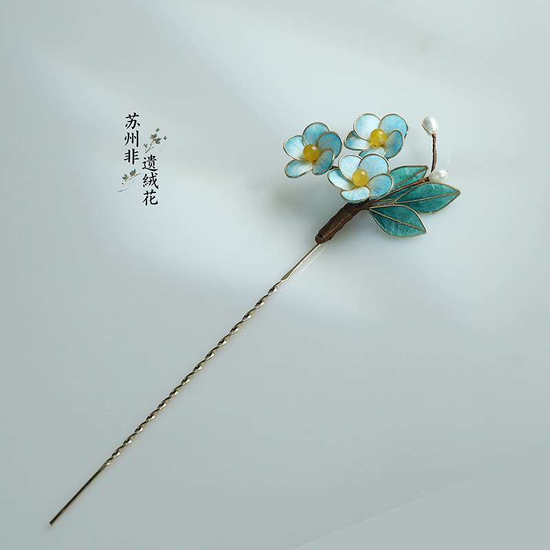 苏州非遗绒花丨清濛发钗丨原创设计非遗绒花发簪高端国风女款