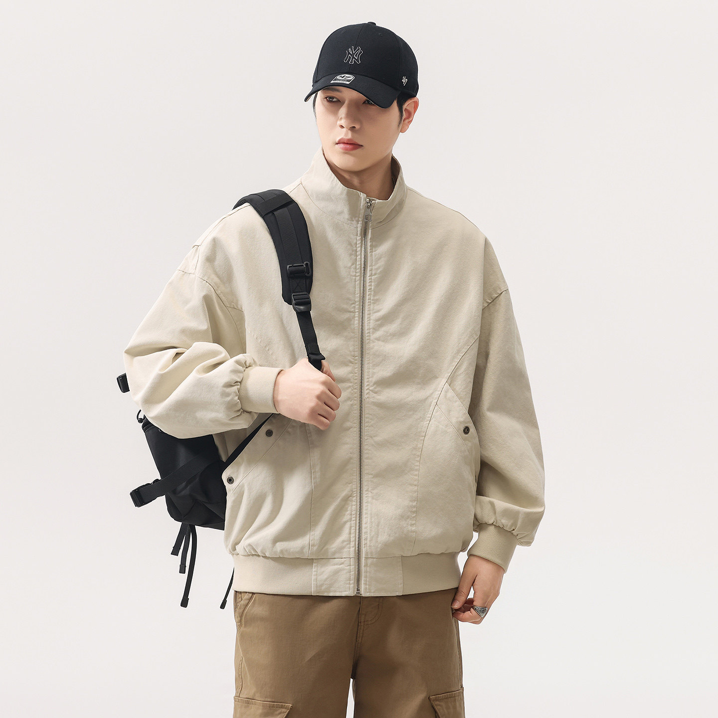日系Cityboy立领宽松工装夹克男