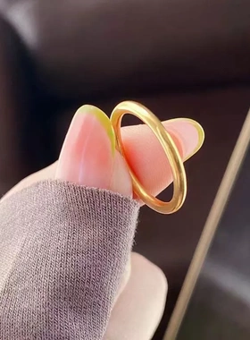 古法素圈光面戒指女网红轻奢2026新款冷淡风金色指环钛钢本命马年