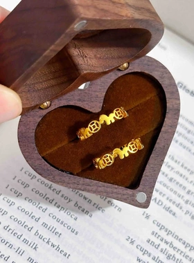 沙金饰品马上有钱暴富铜钱戒指新中式镂空设计开口可调节钱币指环