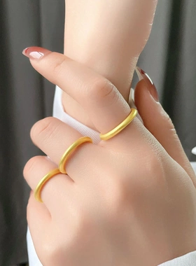 素圈戒指女古法传承戒指镀18K金指环素戒2026年新款简约马年新款