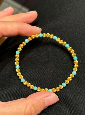 镀真金强保色古法沙金松石猫眼手链轻奢高级感气质时尚小众手链