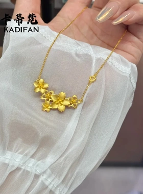 金店同款沙金三生三世繁花项链女新中式新婚结婚高级感花朵锁骨链