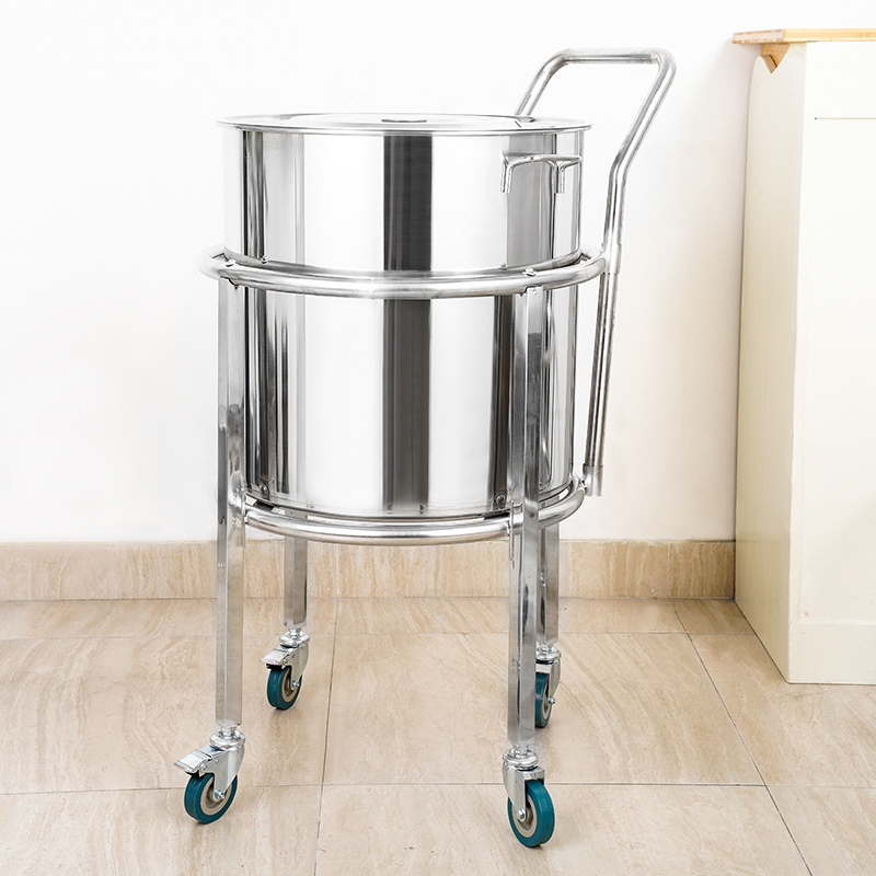 商用特厚不锈钢汤桶支架汤锅开水桶带滑轮推车食堂餐厅通用桶架