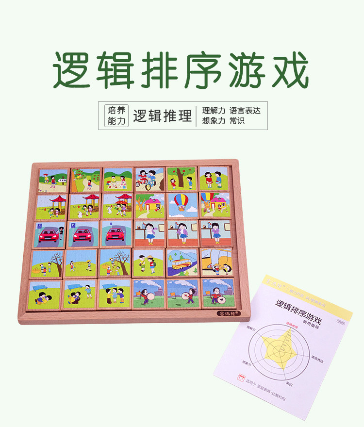 金派儿逻辑排序游戏3-6岁逻辑推理语言表达想象力全脑学教具包邮