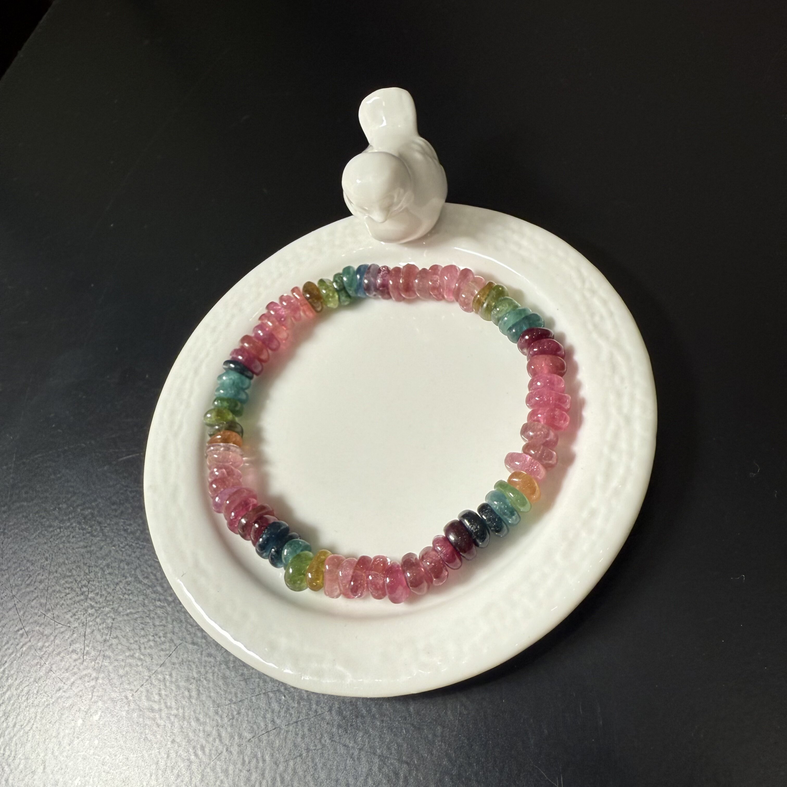 G822碧玺红蓝绿宝石随形珠手链手串手钏宝石饰品珠宝色艳证书