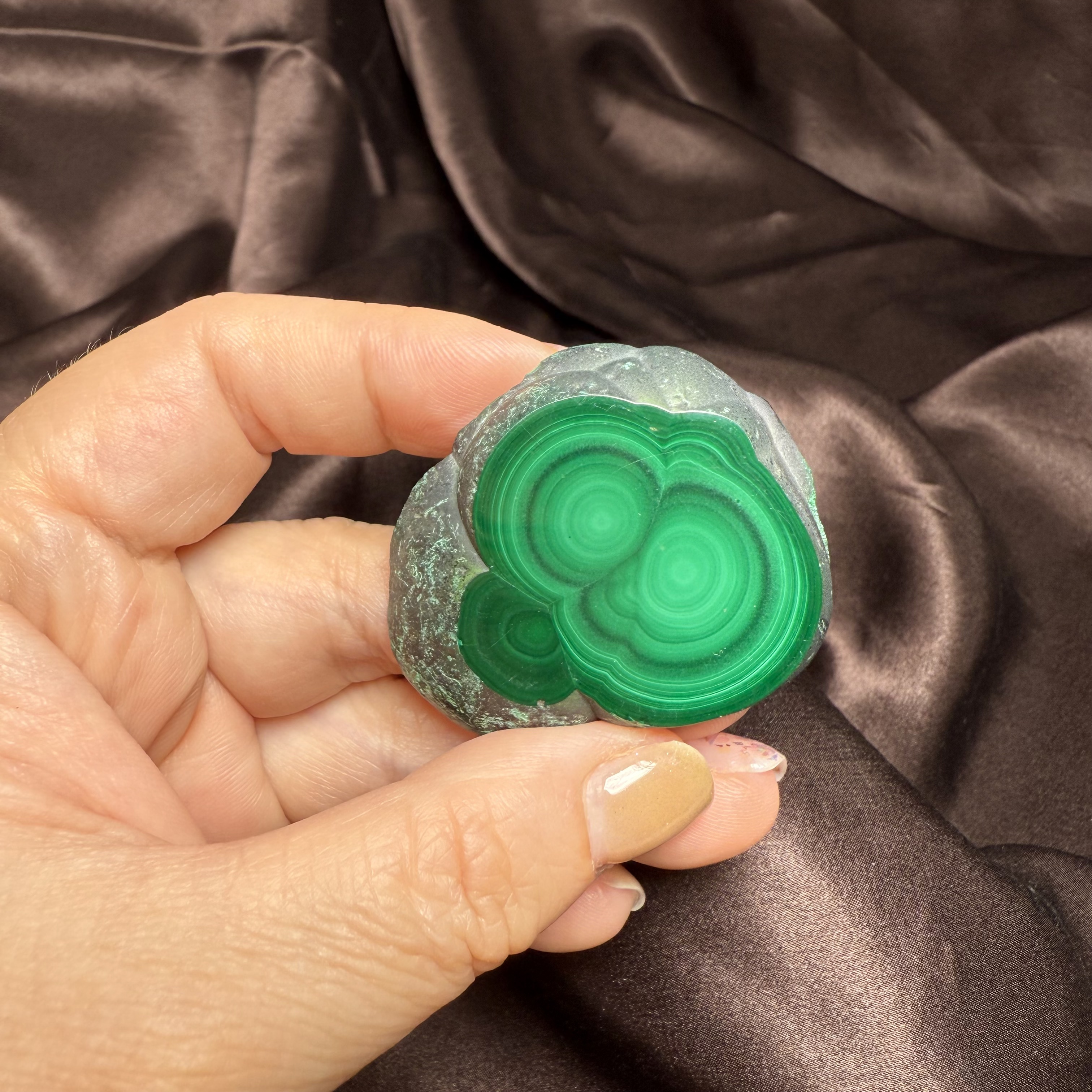 H819孔雀石 天然 绿色宝石 花纹超美 裸石 原皮原石 把件 证书