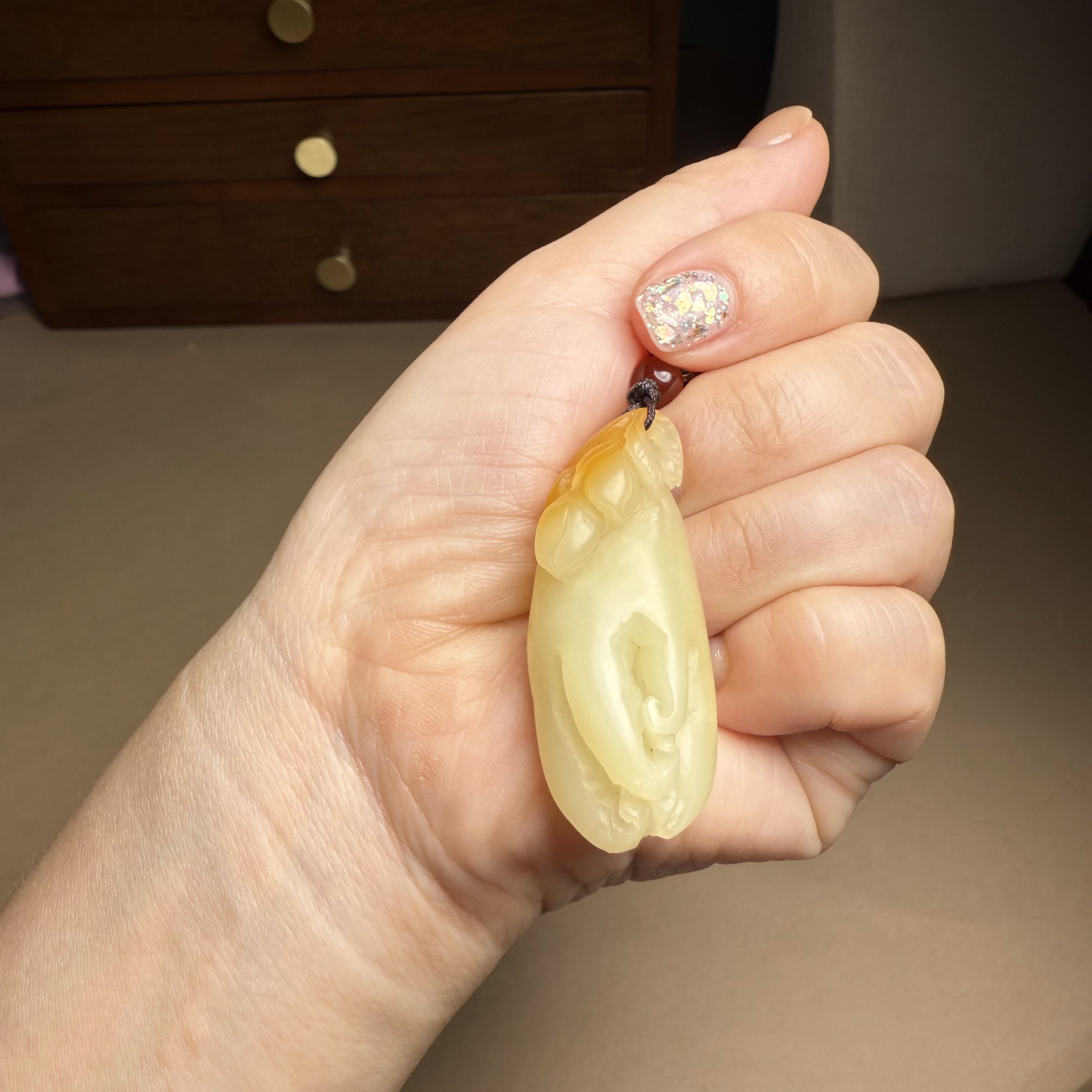 H58 寿山石 吊坠 佛手瓜 古典 天然玉石玉佩 挂坠 证书