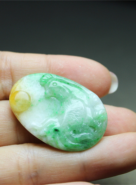 F118翡翠红绿色红翡绿翠古典韵味证书特色孤品金鸡报晓属鸡生肖牌