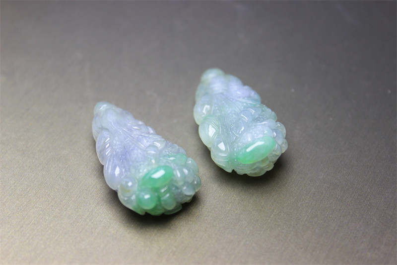 G53翡翠吊坠春带彩摆财绿色紫色糯冰种大件挂坠男女礼物一对情侣