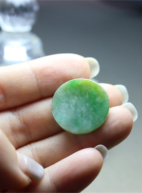 F628翡翠黄绿圆饼圆形圆盘裸石镶嵌天然现货设计创作宝石玉石硬玉