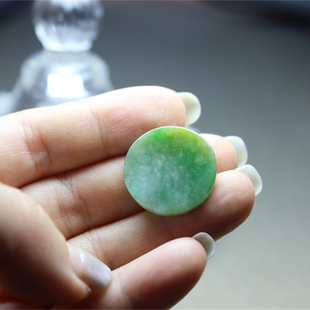 F628翡翠黄绿圆饼圆形圆盘裸石镶嵌天然现货设计创作宝石玉石硬玉
