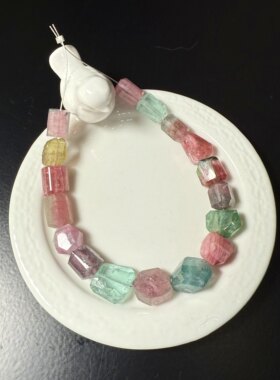 H29碧玺 散珠砖块 帕拉伊巴 蓝 手串手链 原石 裸石 多色 顺丰