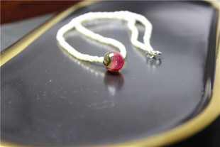 RR13新品碧玺珍珠项链宝石西瓜双色米珠强光日本进口情人节礼物