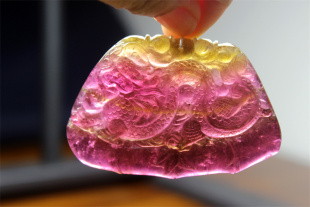 U13老碧玺手把件大块头手工雕刻龙鱼竹莲花男士 女生高端礼物挂件