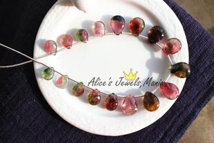 OO7碧玺西瓜双色巴西光滑水滴吊坠项链奢华罕见稀有