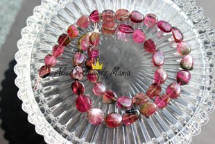 MM12碧玺散珠红碧玺双色三色多色西瓜碧西瓜片DIY厚片手链珠宝