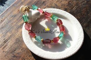 ruby红 粉蓝 帕拉伊巴蓝 手串 爱丽丝珠宝店证书 手链 GG16碧玺