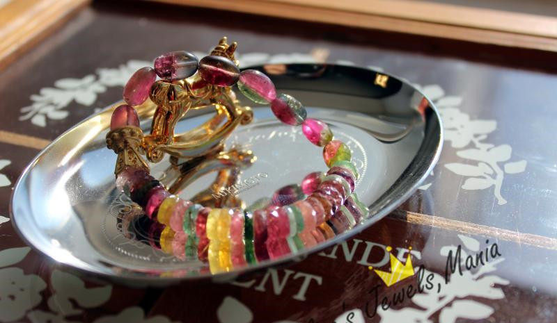 A6碧玺手链玻璃体双拼西瓜双色金丝雀黄美艳闪耀刻面雅典娜现货