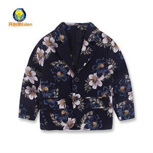 2022春秋男童纯棉印花小西装 儿童韩版修身款外套宝宝中国风西服