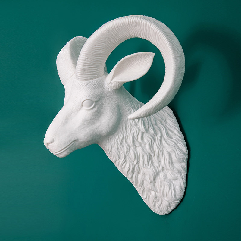 欧式立体仿真复古羊头壁挂动物墙面装饰客厅背景墙酒吧KTV挂饰羊