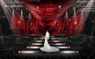 c67红色秀场风布幔婚礼效果图剧院风婚礼效果图