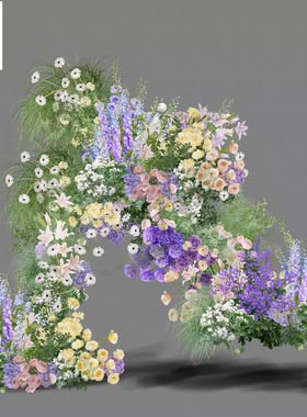 H115 小众白绿粉紫色婚礼花艺素材psd源文件婚礼效果图花艺素材