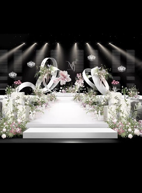 X002韩式简约婚礼仪式区合影区黑色psd源文件水晶婚礼曲线婚礼