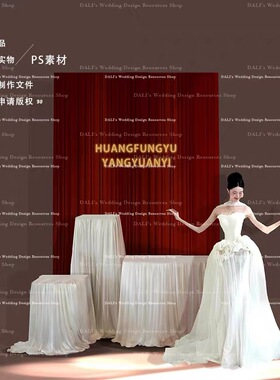 x508 小众红布幔白色甜品桌区域效果图手绘婚礼psd源文件效果图