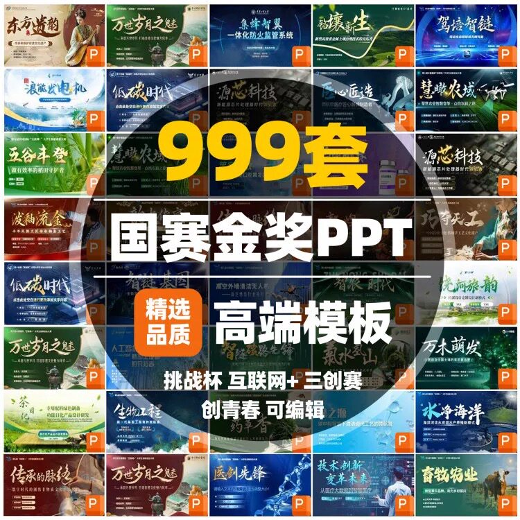 国赛金奖PPT模板大学三创新创业大赛比赛作品互联网+挑战杯创青春