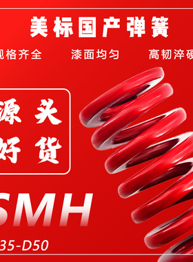 美标65MN红色弹簧外径D35-D60*总长20-300塑胶模必选扁丝合金弹簧