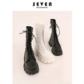 马丁靴女2026春季 单靴跳舞短靴厚底增高中筒靴女百搭瘦瘦白色靴子