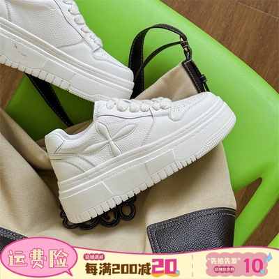 miu粉十字花松糕板鞋厚底小白鞋