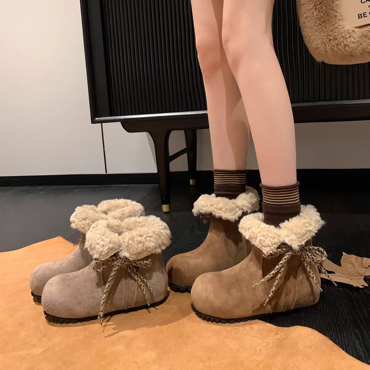 费尔岛～增高真皮羊毛雪地靴厚底