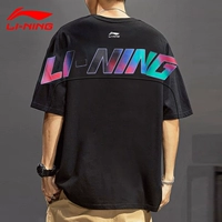 Li Ning, модная хлопковая мужская трендовая футболка с круглым воротником, короткий рукав