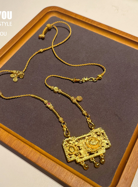 韩国东大门镂空花开富贵铃铛项链