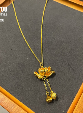 韩国东大门新款古法沙金项链