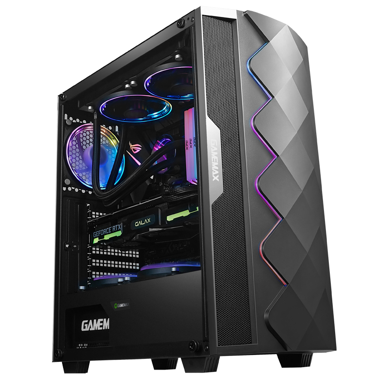 游戏帝国 GameMax小虎牙Diamond 钢化玻璃 RGB游戏水冷 宽体机箱